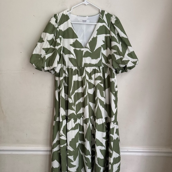 CROSBY BY MOLLIE BURCH Brawley Dress, Everglades Green/ White Leaf Print, Size S - Picture 2 of 4